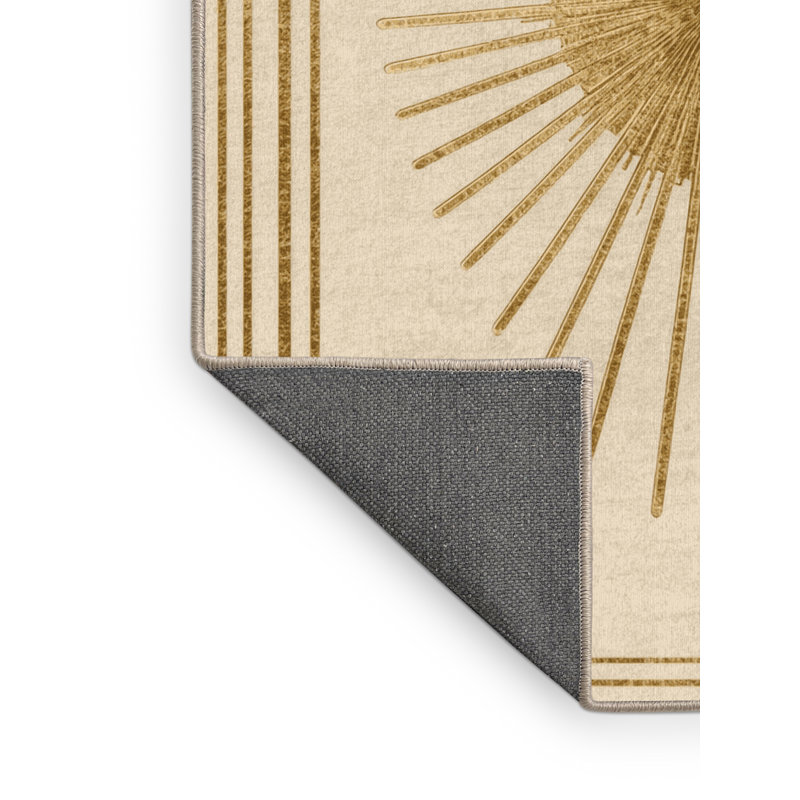 Soft Plush Etzel New Years Modern & Contemporary Abstract Area Rug in Beige – Beige Binding, 5x7
