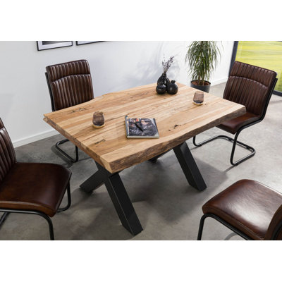 Sheesham Rectangular Wood Top Dining Table with Iron Base