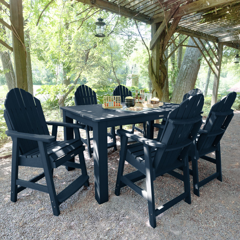 Macias 6 - Person Patio Dining Set with Rectangular Table, Federal Blue, 36" H x 42" W x 72" L 