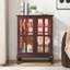Armoire de rangement en verre avec pieds Cabriole et 2 tablettes réglables - Buffet à porte grillagée avec loquet magnétique