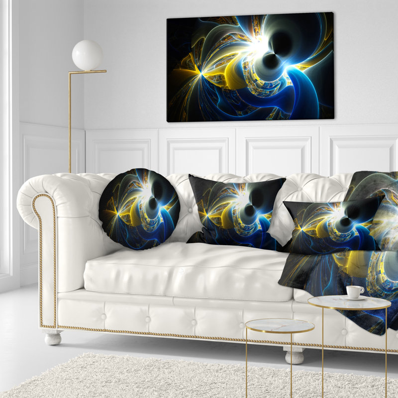 Plasma brillant - coussin abstrait imprimé, Bleu / jaune