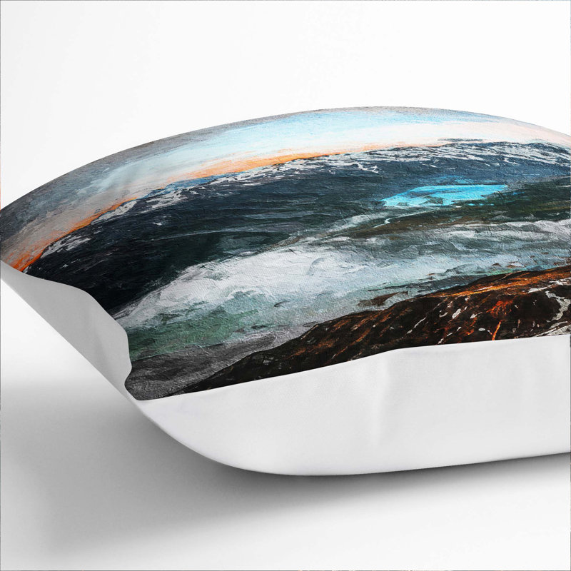 Mount Cook New Zealand Cushion with Filling, 55cm H x 55cm W x 20cm D, White