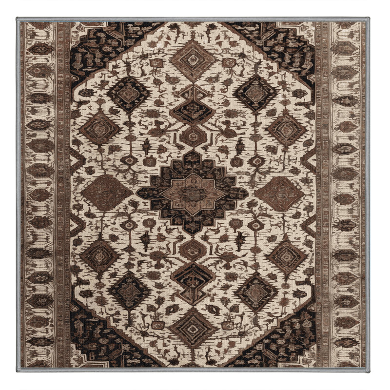 Tapis persan gris lavable à la machine, Carré 6 pi