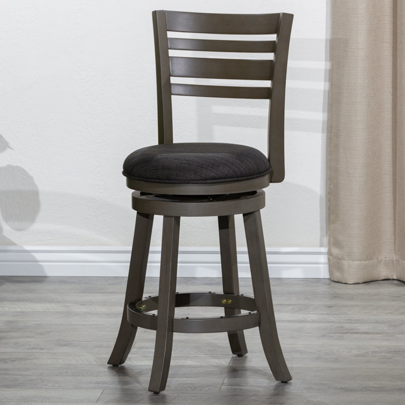 Swivel Upholstered Counter Stool, Charcoal, Weathered Gray