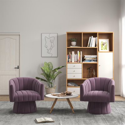 Izabell Velvet Swivel Barrel Chair