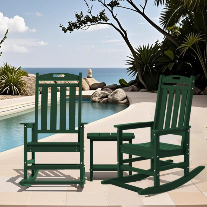 Ensemble de 2 chaises berçantes d'extérieur Hdpe, Vert foncé