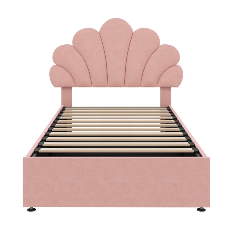 Double Size Ottoman Bed Velvet, Single (3'), Pink
