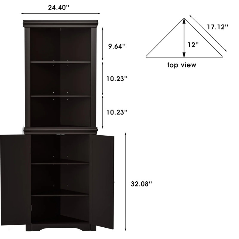 Anest 62.2" H x 24.4" W Corner Bookcase, Black
