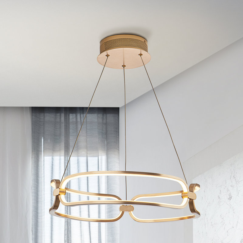 Mercedes 3 - Light LED Geometric Pendant, Aluminium/Golden