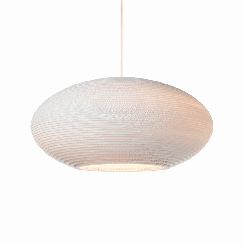 Scraplights Recycled Cardboard Pendant Light - Disc, 14" H x 28" W x 28" D, Brown