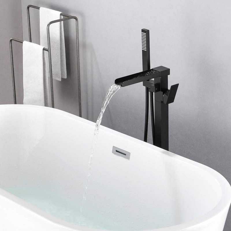 Robinet de baignoire fixé au sol, Noir mat