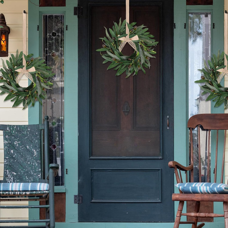 6 pièces couronnes d'olive artificielle d'été vert couronne de verdure mini armoire de cuisine verte couronne de printemps pour porte d'entrée porche fenêtre de mariage décoration de maison de campagne