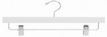 Cintre en bois pour pantalons / jupes avec pince pour jupe / pantalons, Blanc / Chrome