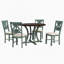 Table de salle à manger 5 pièces et 4 chaises en tissu avec pieds de table et tablette de rangement-1490693073