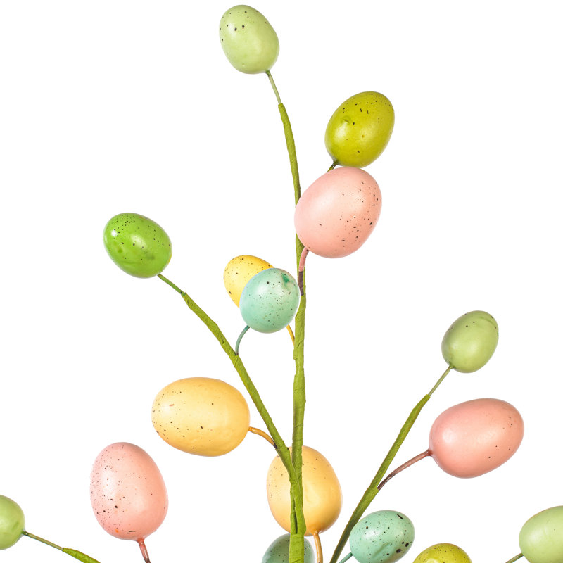 Vickerman 24" Artificial Pastel Easter Egg Spray 2/Bag. Features six pastel Easter eggs on a wired stem.