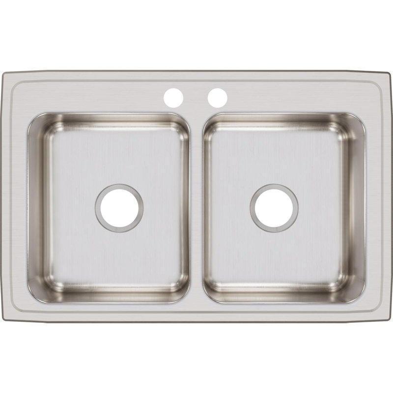 Lustertone 33" L x 21.25" W Double Basin Drop-In Kitchen Sink, 2 hole