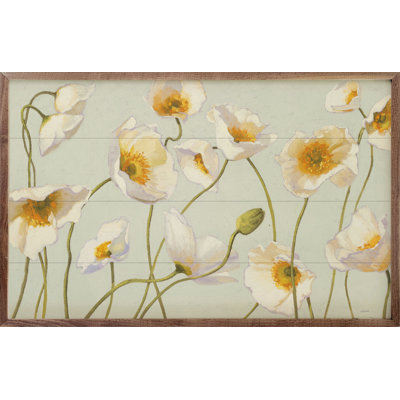 «White and Bright Poppies By Shirley Novak» sur bois