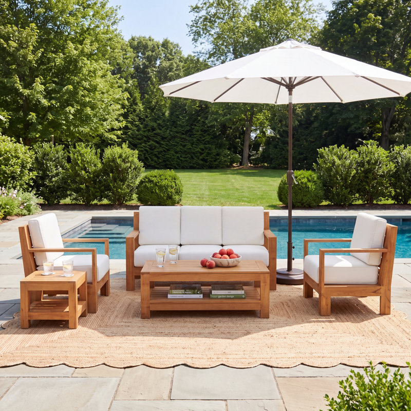 Nikita 5-Person Sunbrella® Patio Seating Group, Canvas Vellum Sunbrella® Canvas