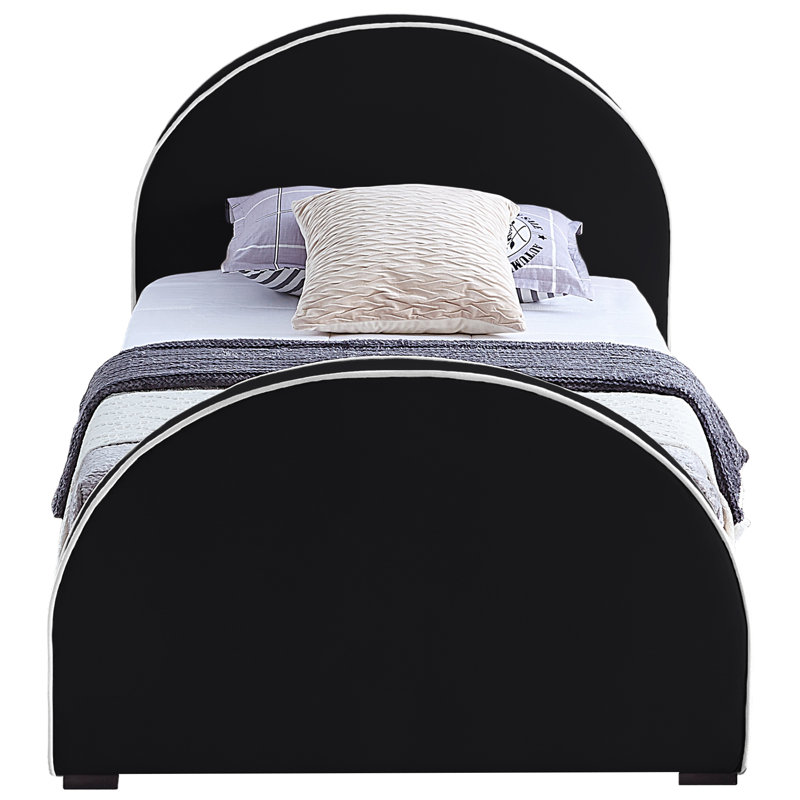 Hilbrand Upholstered Unfinished Panel Bed, Black Velvet, Twin