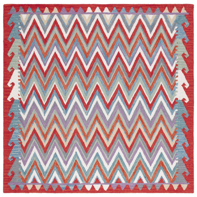 Tapis rouge / ivoire Horwich 405, Carré 7 pi
