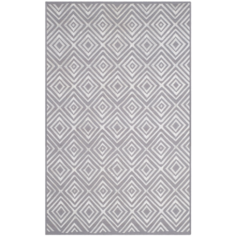 Tapis gris tissé à la main Shryock, Rectangle 5 pi x 8 pi