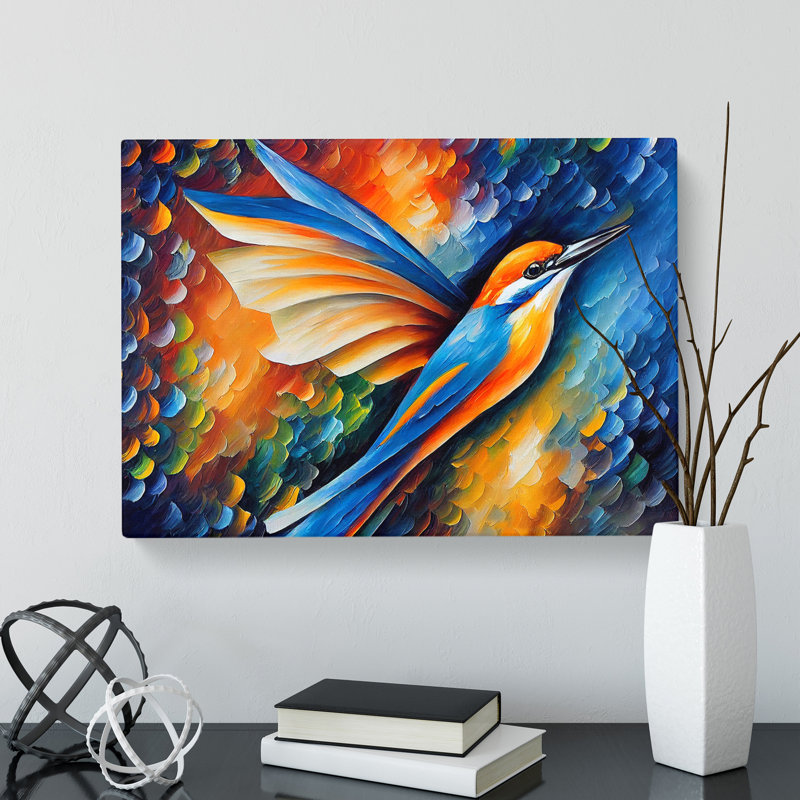Kingfisher Bird - Wrapped Canvas, 35cm H x 50cm W x 3cm D