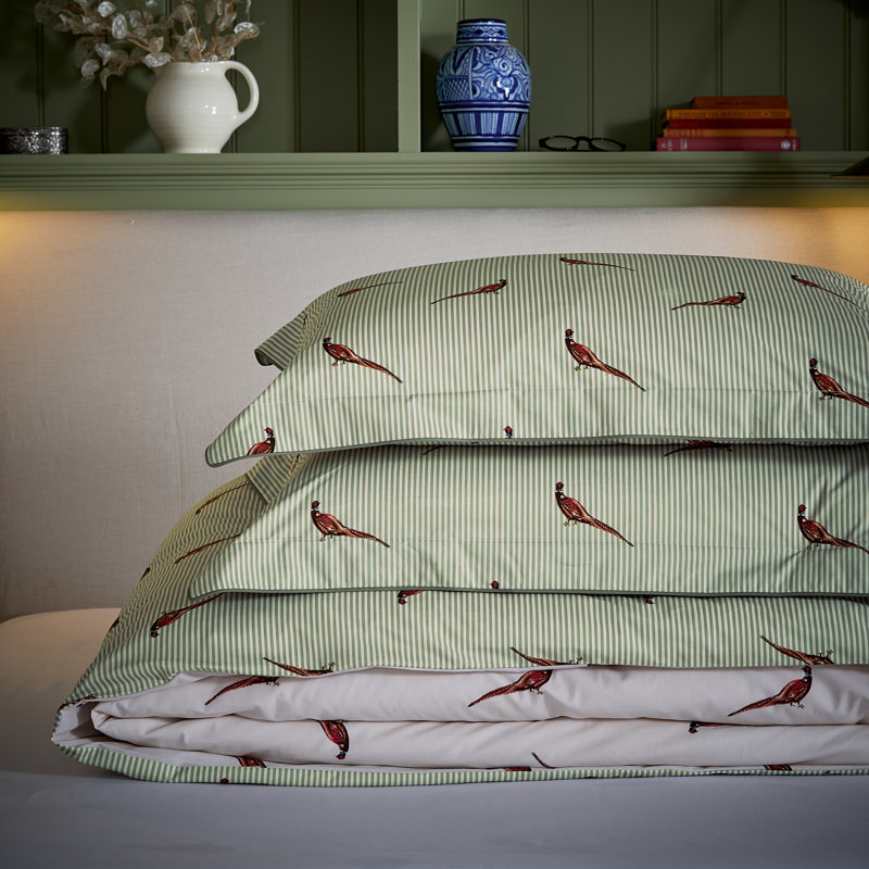 The Pheasant Cotton Duvet Cover Set, King Size Duvet Cover + 2 Pillowcases