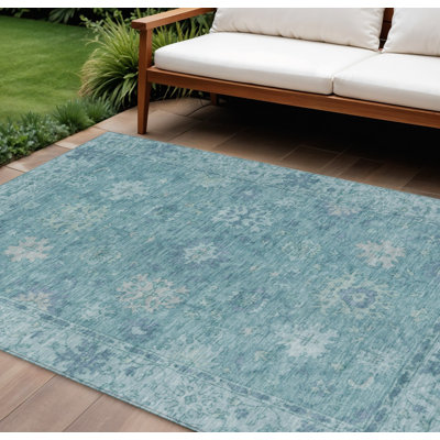 Tapis intérieur / extérieur 8 pi x 10 pi bleu sarcelle et turquoise