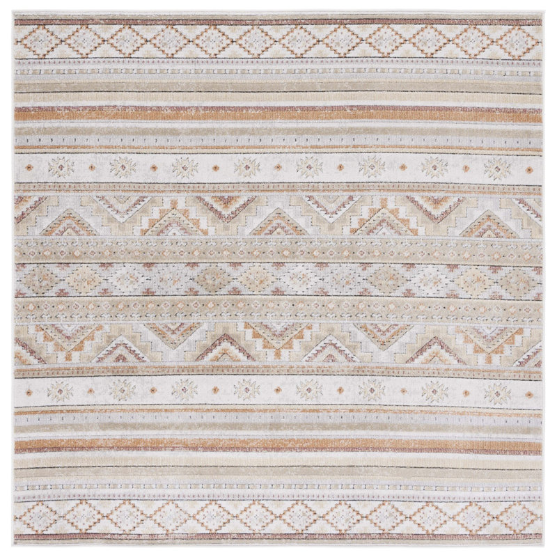 Aidelyn Performance Southwestern Indoor/Outdoor Area Rug, Square 6'7"