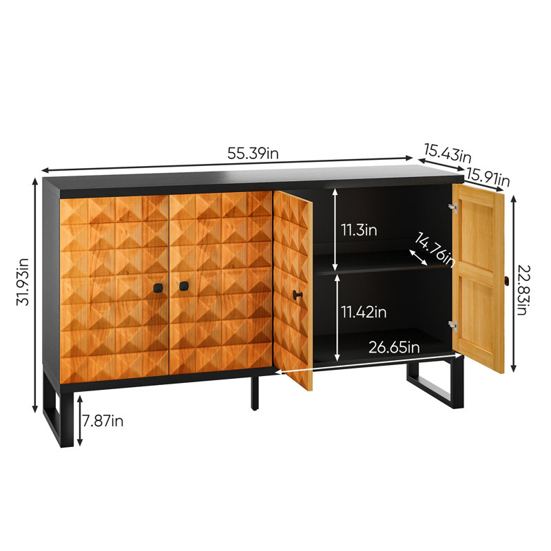 buffet avec quatre portes et pieds en métal