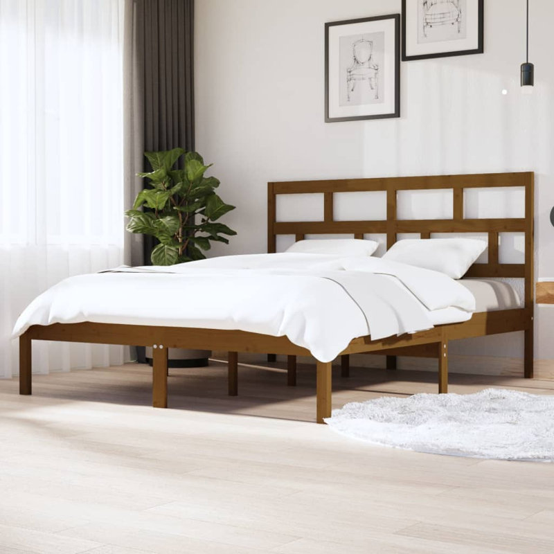 Bed Frame Solid Wood, Super King (6'), white