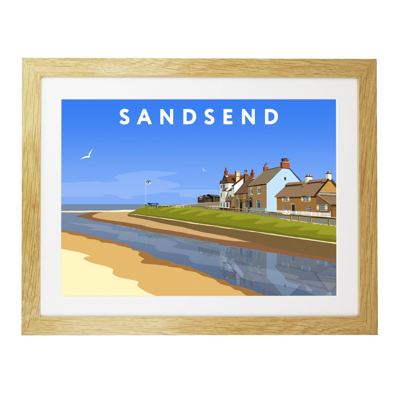 'Sandsend 4' 1 Piece Wall Art, 44 cm H x 54 cm W x 2.2 cm D, Oak Wood Frame