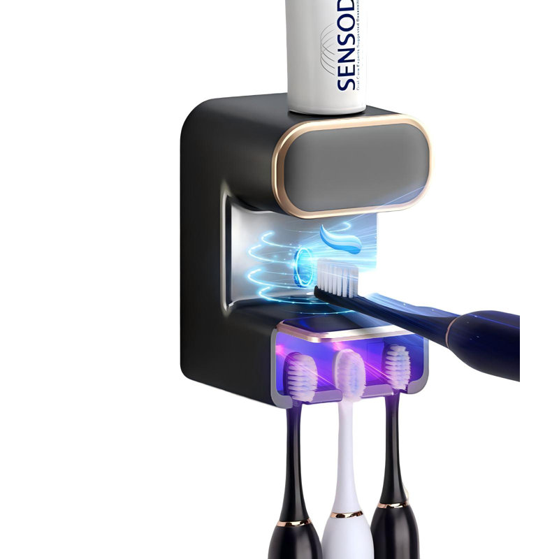 Wall Mounted Automatic Electric Toothpaste Dispenser, (Black)