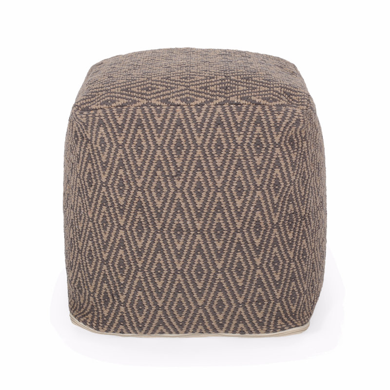 Cotton Pouf, Ottoman, Gray