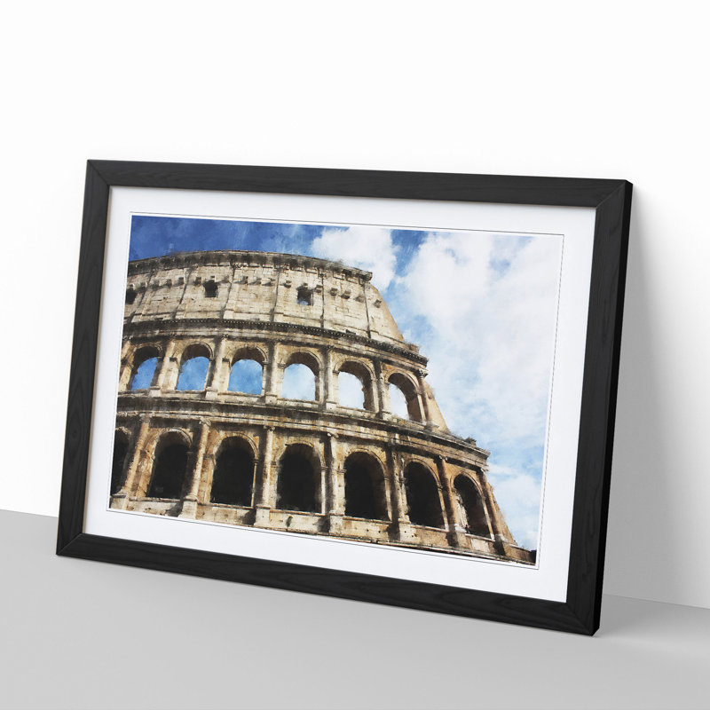 Coliseum in Rome - Picture Frame Graphic Art, 48cm H x 65cm W x 2cm D, Black Framed