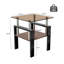 Ensemble de 2 tables de bout avec plateau en verre trempé brun moderne et pieds noirs-228458065-228458066