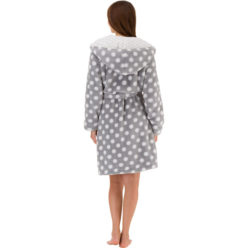  Peignoir moelleux en molleton, Gris, Grand