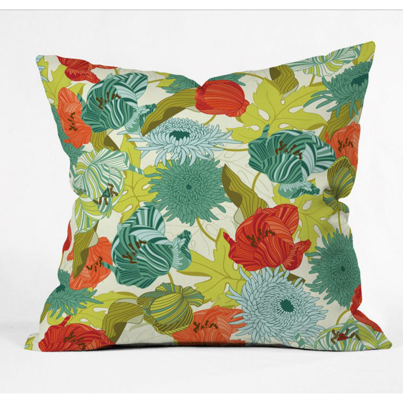 Coussin en polyester Flower Route, 26 po x 26 po