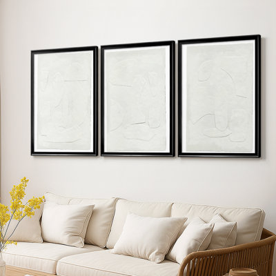 Paperwork I  -Custom Framed  Wrapped Gallery Canvas - 3 Pieces