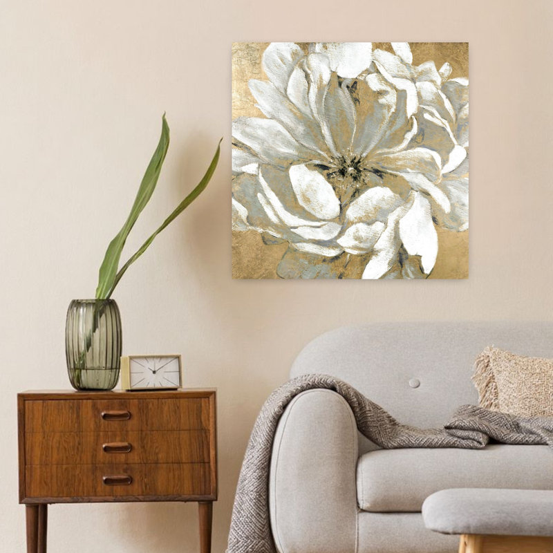 Émergence de fleur I, art abstrait contemporain contemporain avec fleur naturelle, H 24 po x l 24 po