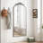 Arched Full Body Mirror With Vintage Ornate Carved Applique On Top And Bottom, Hanging Wall Mounted Mirror, For Living Room Bedroom Retro Home Decor Mirror