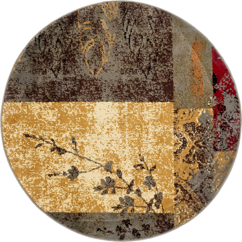 Jaidan Performance Abstract Indoor Rug, Round 4'1"