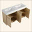 Meuble-lavabo autoportant de 60 po avec double lavabo en résine blanche et 4 portes d'armoire à fermeture en douceur