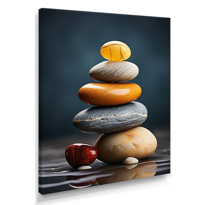 Zen Zen Stone Subtle Serenity IV - Art spirituel en pierre, Toile tendue, H 40 po x l 30 po