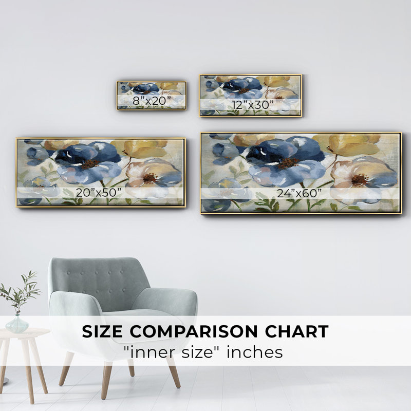Winter Blooms- Framed Canvas, 20" H x 50" W