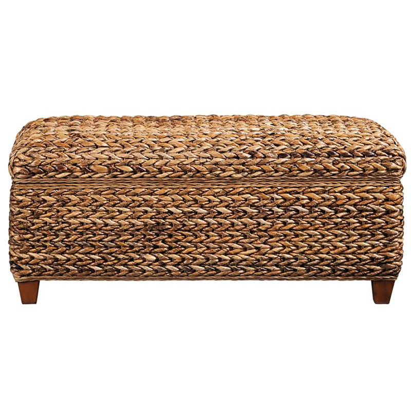 Coffret de rangement - Intérieur spacieux, ajoute une touche chaleureuse à la pièce. Coffre en ambre tressé à motif de feuilles, pratique pour la maison et la famille.