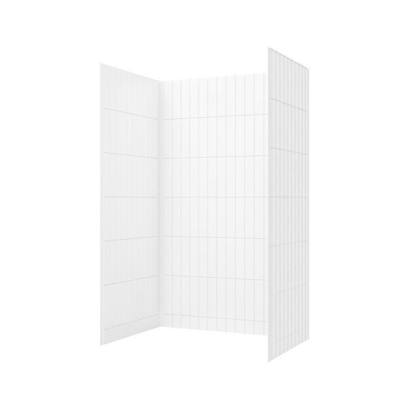 Ensemble de douche en alcôve à col de cygne 3 pièces avec finition blanche L 32 po x l 48 po x H 76 po Streamline DSH-1600-172