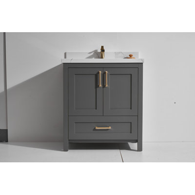 Leanne 31'' Single Bathroom Vanity with Quartz Top
