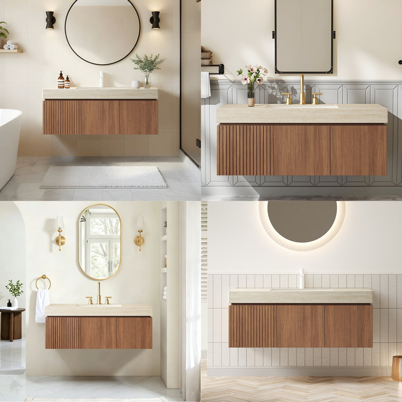 Meuble-lavabo flottant mural luxueux 48 po Luxury