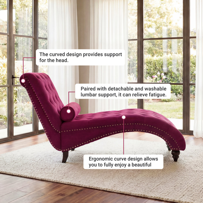 Chaise longue sans accoudoirs Ameerat, Velours magenta